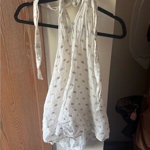 Zara White Top with Gold Accents